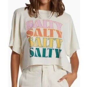 Roxy Cream Graphic 'Salty' Cropped Tee